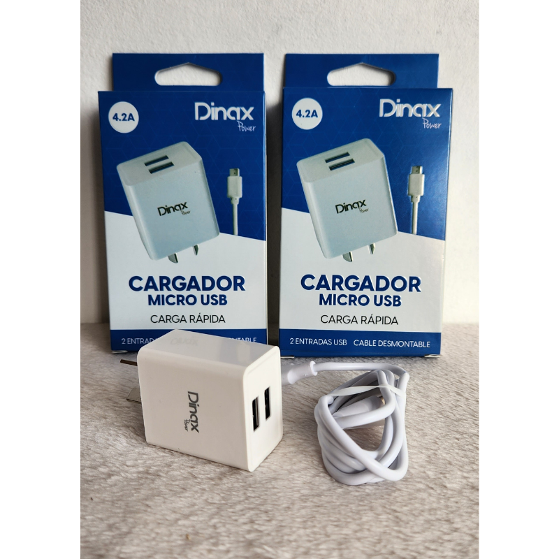 CARGADOR 220V 4.2A MICRO USB DINAX CABLE + 2 USB